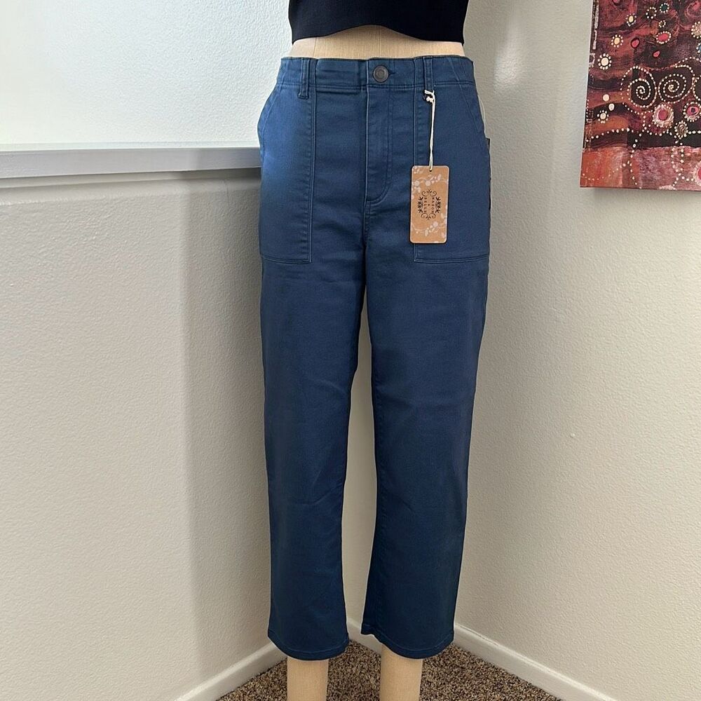 Mason & Belle Straight Slim Chino Twill Pants Blue Size 10 - Picture 2 of 8